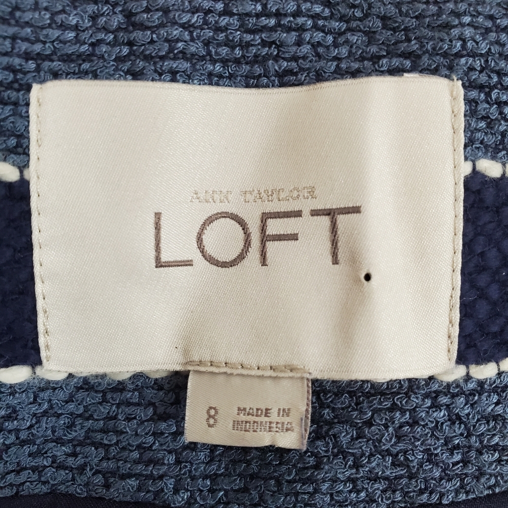LOFT zip up striped blazer size 8 blue - Picture 3 of 4